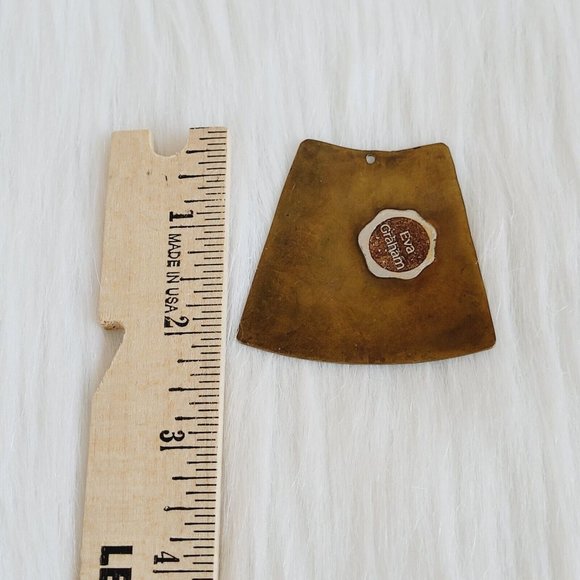 VINtage Eva Graham Pendant Etched Flowers Brass Metal Statement 13206 - Picture 8 of 9